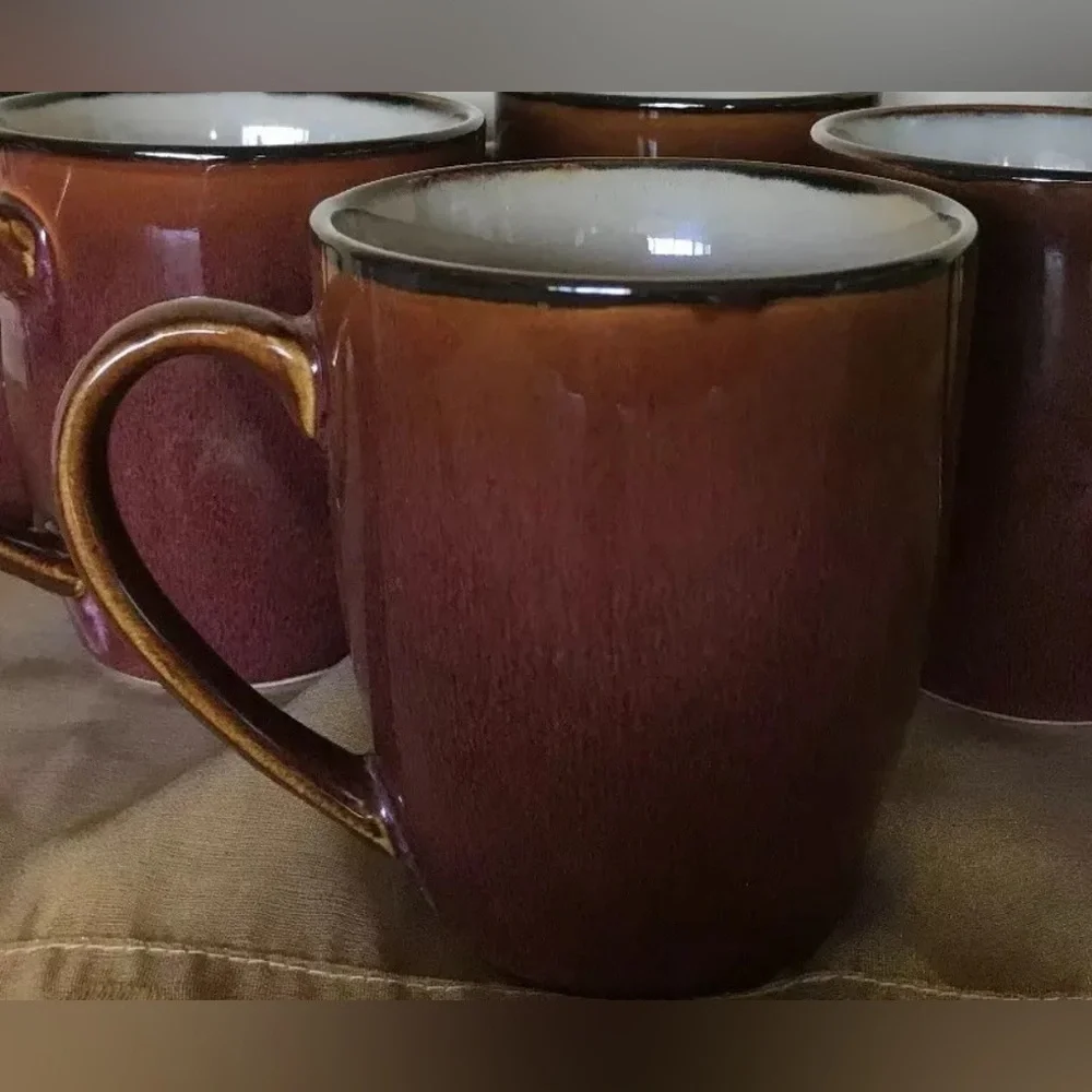 Pier 1 Brown Ombré Reactive Micro Dishwasher Safe Stoneware Cup Mug
